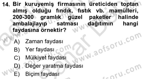 Sağlık Hizmetleri Pazarlaması Dersi 2023 - 2024 Yılı (Final) Dönem Sonu Sınav Soruları 14. Soru