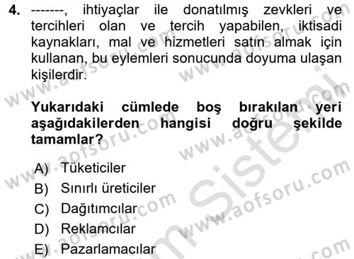 Sağlık Hizmetleri Pazarlaması Dersi 2023 - 2024 Yılı Yaz Okulu Sınav Soruları 4. Soru