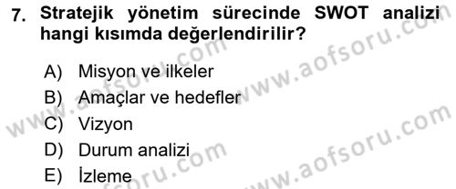 Sağlık Hizmetleri Pazarlaması Dersi 2023 - 2024 Yılı Yaz Okulu Sınav Soruları 7. Soru