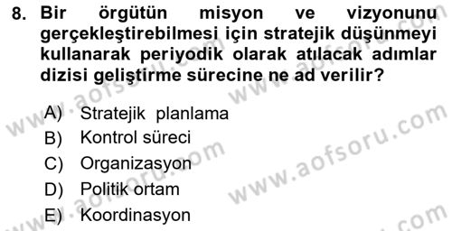 Sağlık Hizmetleri Pazarlaması Dersi 2023 - 2024 Yılı Yaz Okulu Sınav Soruları 8. Soru