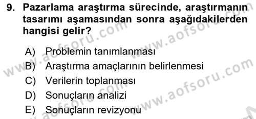 Sağlık Hizmetleri Pazarlaması Dersi 2023 - 2024 Yılı Yaz Okulu Sınav Soruları 9. Soru