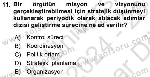Sağlık Hizmetleri Pazarlaması Dersi 2024 - 2025 Yılı (Vize) Ara Sınav Soruları 11. Soru