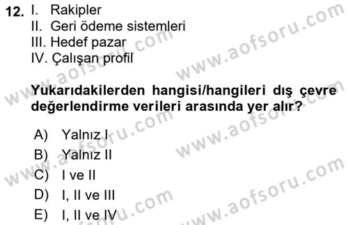 Sağlık Hizmetleri Pazarlaması Dersi 2024 - 2025 Yılı (Vize) Ara Sınav Soruları 12. Soru