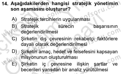 Sağlık Hizmetleri Pazarlaması Dersi 2024 - 2025 Yılı (Vize) Ara Sınav Soruları 14. Soru