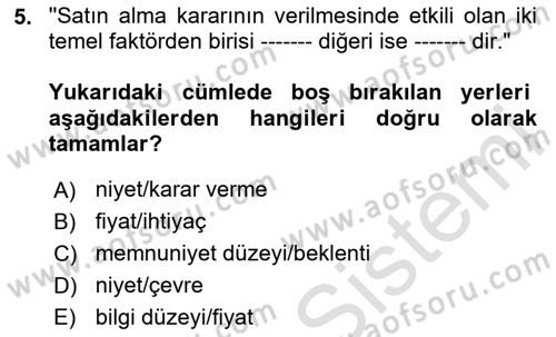 Sağlık Hizmetleri Pazarlaması Dersi 2024 - 2025 Yılı (Vize) Ara Sınav Soruları 5. Soru