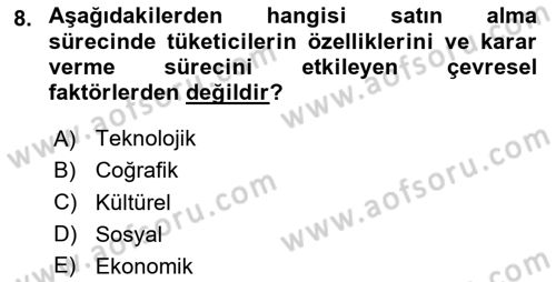 Sağlık Hizmetleri Pazarlaması Dersi 2024 - 2025 Yılı (Vize) Ara Sınav Soruları 8. Soru