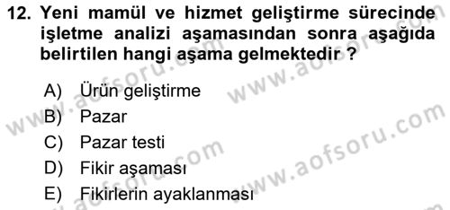 Sağlık Hizmetleri Pazarlaması Dersi Dönem Sonu Sınavı Deneme Sınav Soruları 12. Soru