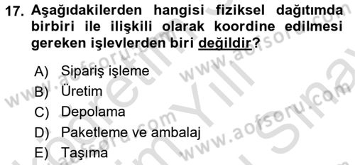 Sağlık Hizmetleri Pazarlaması Dersi 2024 - 2025 Yılı (Final) Dönem Sonu Sınav Soruları 17. Soru