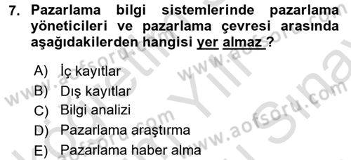 Sağlık Hizmetleri Pazarlaması Dersi 2024 - 2025 Yılı (Final) Dönem Sonu Sınav Soruları 7. Soru