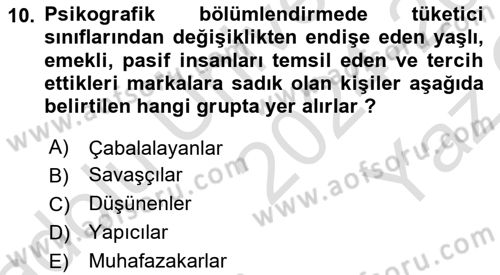 Sağlık Hizmetleri Pazarlaması Dersi 2024 - 2025 Yılı Yaz Okulu Sınav Soruları 10. Soru