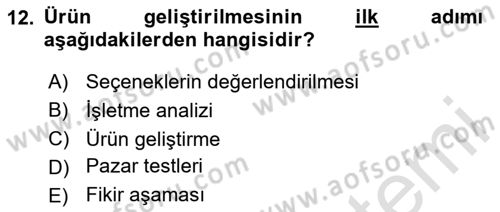 Sağlık Hizmetleri Pazarlaması Dersi 2024 - 2025 Yılı Yaz Okulu Sınav Soruları 12. Soru