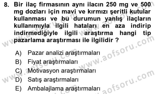 Sağlık Hizmetleri Pazarlaması Dersi 2024 - 2025 Yılı Yaz Okulu Sınav Soruları 8. Soru