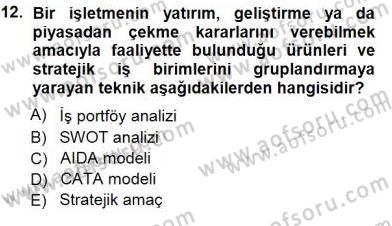 Spor Pazarlaması Dersi 2012 - 2013 Yılı (Final) Dönem Sonu Sınav Soruları 12. Soru