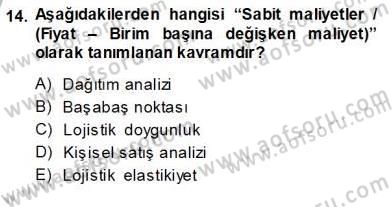 Spor Pazarlaması Dersi 2013 - 2014 Yılı Tek Ders Sınav Soruları 14. Soru