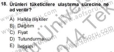 Spor Pazarlaması Dersi 2013 - 2014 Yılı Tek Ders Sınav Soruları 18. Soru
