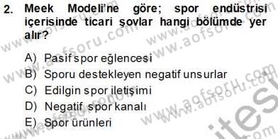 Spor Pazarlaması Dersi 2013 - 2014 Yılı Tek Ders Sınav Soruları 2. Soru