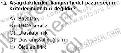Spor Pazarlaması Dersi Ara Sınavı Deneme Sınav Soruları 13. Soru
