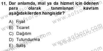 Spor Pazarlaması Dersi 2014 - 2015 Yılı (Final) Dönem Sonu Sınav Soruları 11. Soru