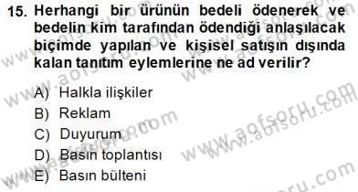 Spor Pazarlaması Dersi 2014 - 2015 Yılı (Final) Dönem Sonu Sınav Soruları 15. Soru