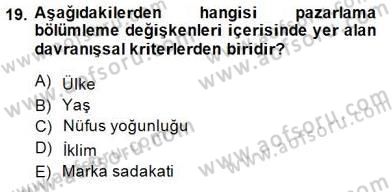 Spor Pazarlaması Dersi 2014 - 2015 Yılı (Final) Dönem Sonu Sınav Soruları 19. Soru