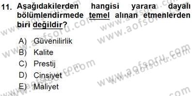 Spor Pazarlaması Dersi Ara Sınavı Deneme Sınav Soruları 11. Soru