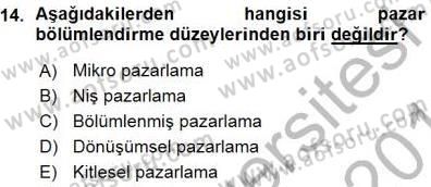 Spor Pazarlaması Dersi Ara Sınavı Deneme Sınav Soruları 14. Soru