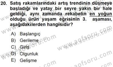 Spor Pazarlaması Dersi Ara Sınavı Deneme Sınav Soruları 20. Soru