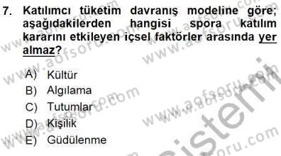 Spor Pazarlaması Dersi Ara Sınavı Deneme Sınav Soruları 7. Soru