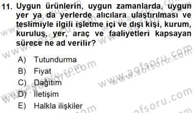 Spor Pazarlaması Dersi 2015 - 2016 Yılı (Final) Dönem Sonu Sınav Soruları 11. Soru