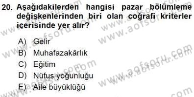 Spor Pazarlaması Dersi 2015 - 2016 Yılı (Final) Dönem Sonu Sınav Soruları 20. Soru