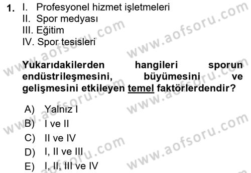Spor Pazarlaması Dersi 2017 - 2018 Yılı 3 Ders Sınav Soruları 1. Soru