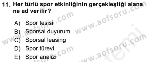 Spor Pazarlaması Dersi 2017 - 2018 Yılı 3 Ders Sınav Soruları 11. Soru
