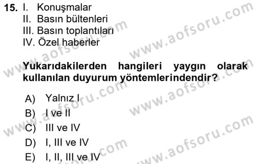 Spor Pazarlaması Dersi 2017 - 2018 Yılı 3 Ders Sınav Soruları 15. Soru