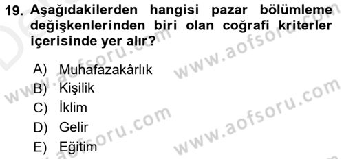 Spor Pazarlaması Dersi 2017 - 2018 Yılı 3 Ders Sınav Soruları 19. Soru