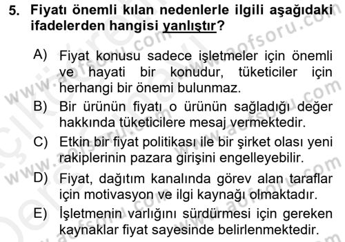 Spor Pazarlaması Dersi 2017 - 2018 Yılı 3 Ders Sınav Soruları 5. Soru