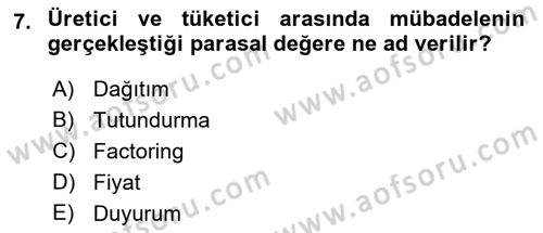 Spor Pazarlaması Dersi 2017 - 2018 Yılı 3 Ders Sınav Soruları 7. Soru