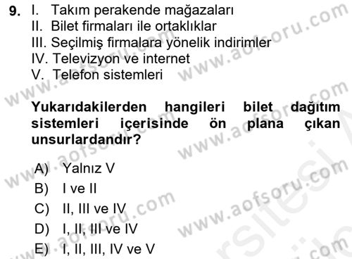 Spor Pazarlaması Dersi 2017 - 2018 Yılı 3 Ders Sınav Soruları 9. Soru