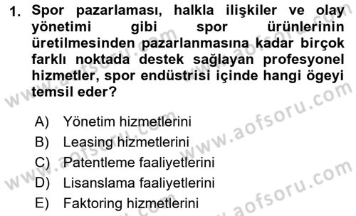 Spor Pazarlaması Dersi Ara Sınavı Deneme Sınav Soruları 1. Soru