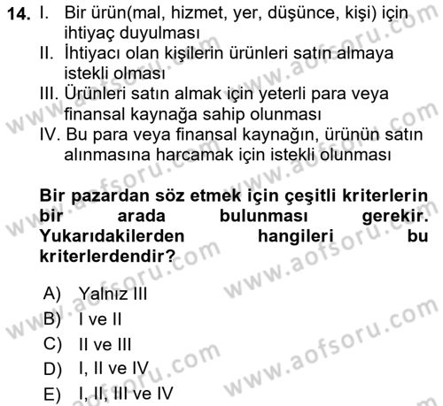 Spor Pazarlaması Dersi Ara Sınavı Deneme Sınav Soruları 14. Soru