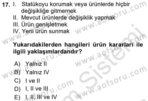 Spor Pazarlaması Dersi Ara Sınavı Deneme Sınav Soruları 17. Soru