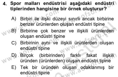 Spor Pazarlaması Dersi Ara Sınavı Deneme Sınav Soruları 4. Soru