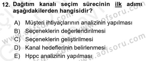 Spor Pazarlaması Dersi 2017 - 2018 Yılı (Final) Dönem Sonu Sınav Soruları 12. Soru