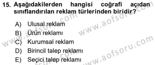 Spor Pazarlaması Dersi 2017 - 2018 Yılı (Final) Dönem Sonu Sınav Soruları 15. Soru
