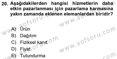 Spor Pazarlaması Dersi 2017 - 2018 Yılı (Final) Dönem Sonu Sınav Soruları 20. Soru
