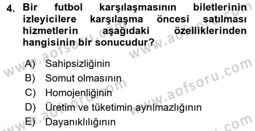 Spor Pazarlaması Dersi 2017 - 2018 Yılı (Final) Dönem Sonu Sınav Soruları 4. Soru
