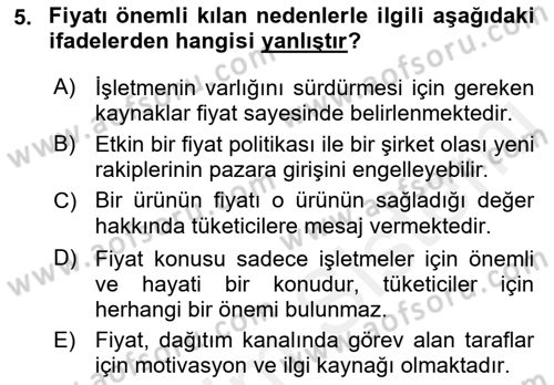 Spor Pazarlaması Dersi 2017 - 2018 Yılı (Final) Dönem Sonu Sınav Soruları 5. Soru