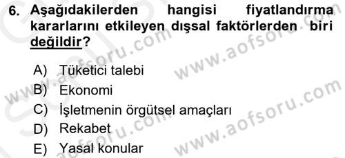 Spor Pazarlaması Dersi 2017 - 2018 Yılı (Final) Dönem Sonu Sınav Soruları 6. Soru