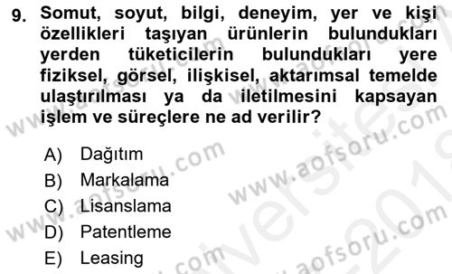 Spor Pazarlaması Dersi 2017 - 2018 Yılı (Final) Dönem Sonu Sınav Soruları 9. Soru