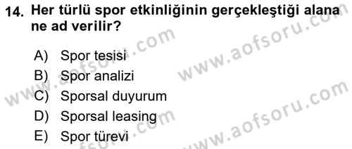 Spor Pazarlaması Dersi 2018 - 2019 Yılı 3 Ders Sınav Soruları 14. Soru