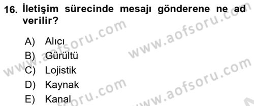 Spor Pazarlaması Dersi 2018 - 2019 Yılı 3 Ders Sınav Soruları 16. Soru